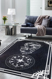 Homshtag Başak Burcu Astroloji Temalı Halı Burç Halısı Başak Burcuna Hediyelik Halı Siyah Renk Halı