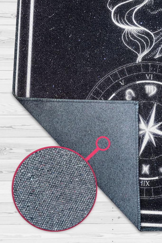 Homshtag Başak Burcu Astroloji Temalı Halı Burç Halısı Başak Burcuna Hediyelik Halı Siyah Renk Halı