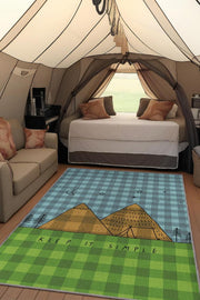 Homshtag Basit Yaşa,Minimalist Seyahat Temalı Halı,Çadır Halısı,Kampçı Halısı,Pamuklu Dokuma Tabanlı Yıkanabilir Halı