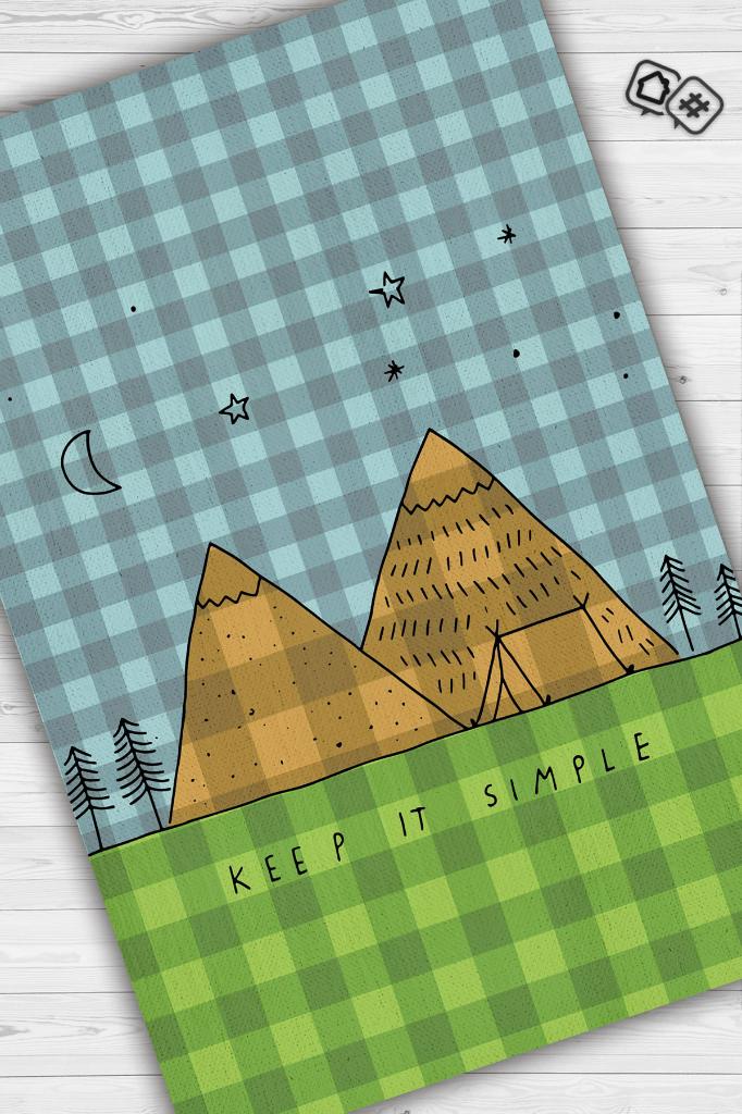 Homshtag Basit Yaşa,Minimalist Seyahat Temalı Halı,Çadır Halısı,Kampçı Halısı,Pamuklu Dokuma Tabanlı Yıkanabilir Halı