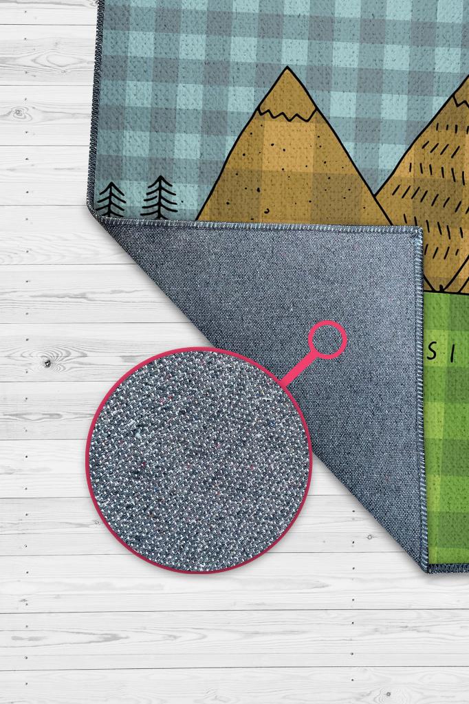 Homshtag Basit Yaşa,Minimalist Seyahat Temalı Halı,Çadır Halısı,Kampçı Halısı,Pamuklu Dokuma Tabanlı Yıkanabilir Halı