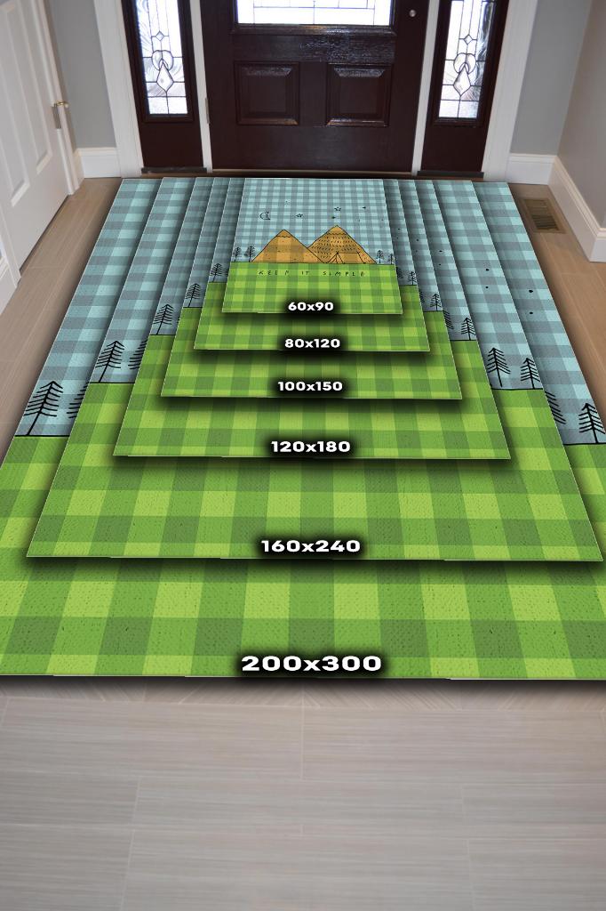 Homshtag Basit Yaşa,Minimalist Seyahat Temalı Halı,Çadır Halısı,Kampçı Halısı,Pamuklu Dokuma Tabanlı Yıkanabilir Halı