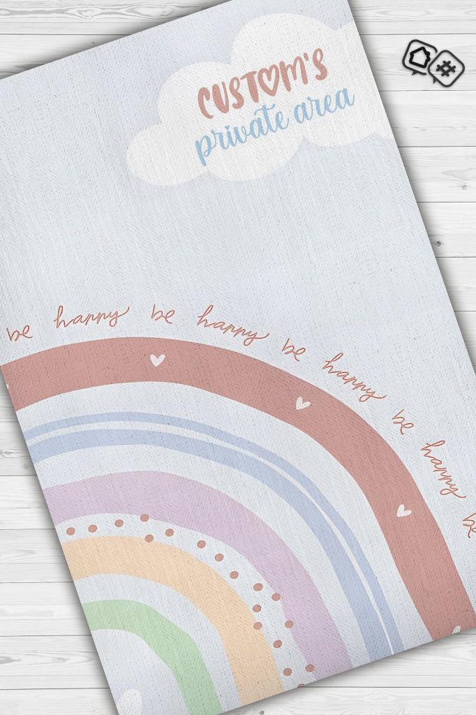 Homshtag Bebeğimin Alanı Kişiye Özel Kişiselleştirilebilir Dokuma Tabanlı Yıkanabilir Dekoratif Ev Halısı