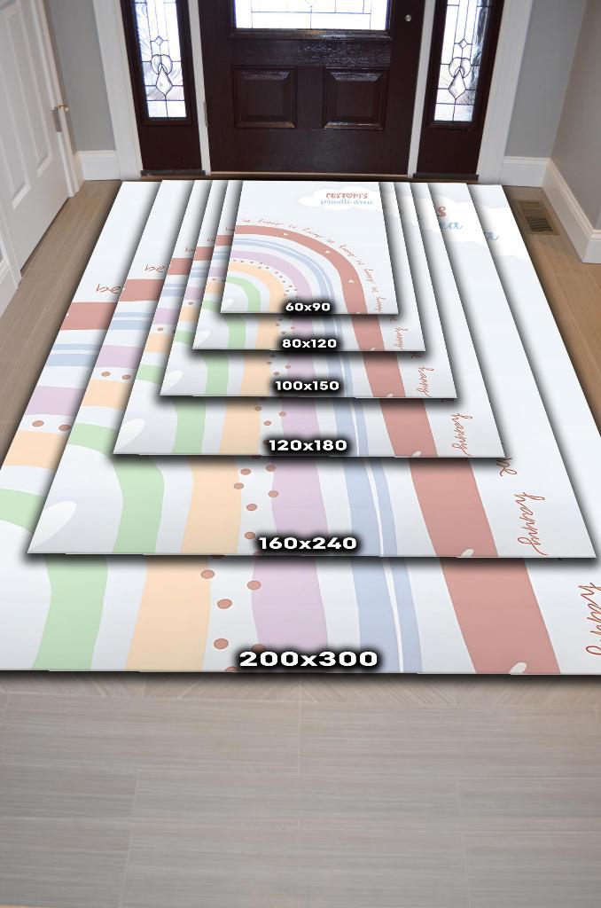 Homshtag Bebeğimin Alanı Kişiye Özel Kişiselleştirilebilir Dokuma Tabanlı Yıkanabilir Dekoratif Ev Halısı