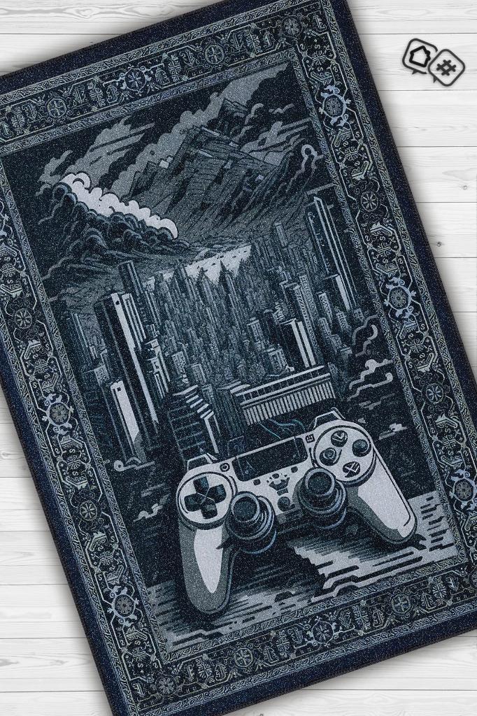 Blue Rug Gaming Homshtag Unique Gamer Rug, Navy Blue Gaming Room Rug, Modern Vintage G ...