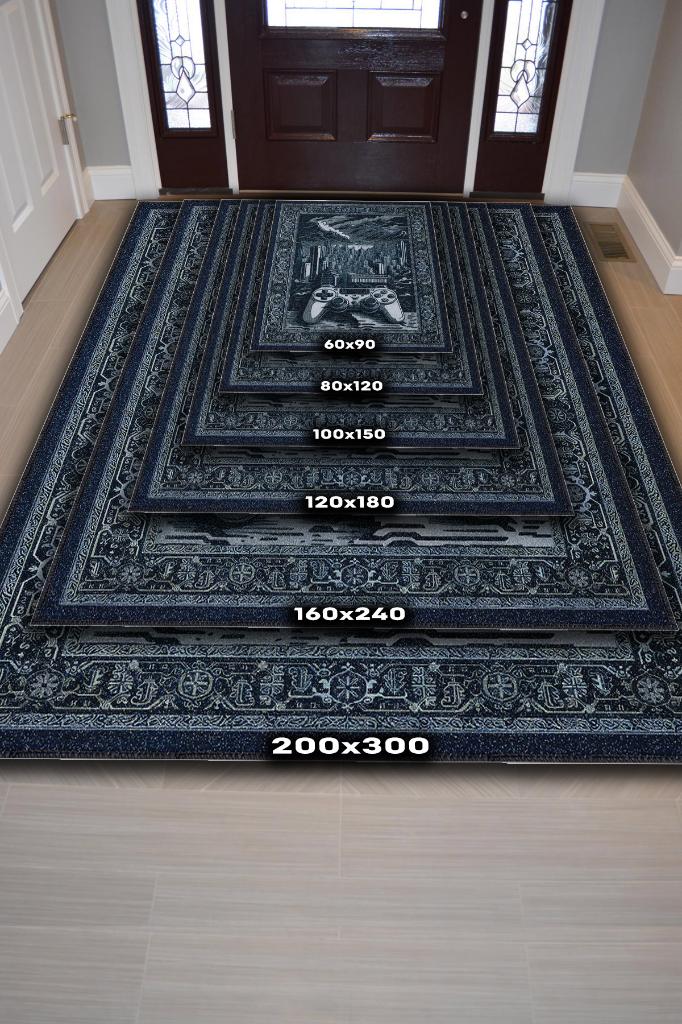 Homshtag Benzersiz Gamer Halı,Lacivert Oyuncu Odası Halısı,Modern Vintage Oyun Konsolu Oyuncu Halısı