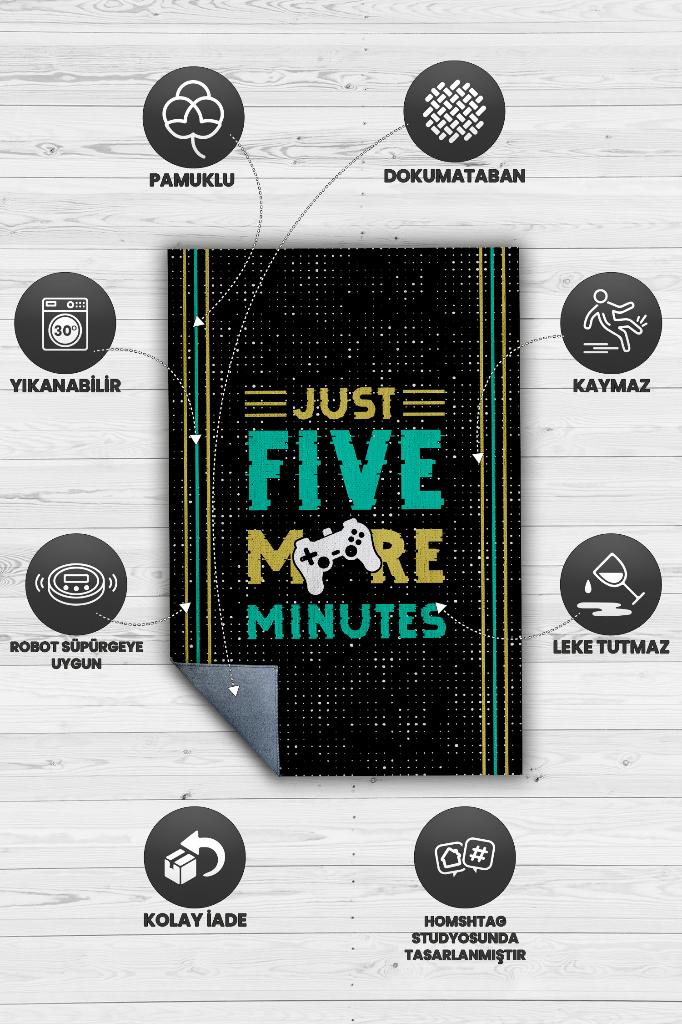 Homshtag Beş Dakika Daha Siyah Oyuncu Halısı Gamerlara Özel Tasarım Halı Oyuncuya Hediye Halı