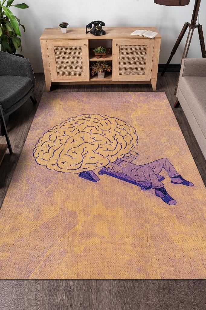 Homshtag Beynine Bakım Yap Pamuklu Dokuma Tabanlı Yıkanabilir Kaymaz Dekoratif Halı