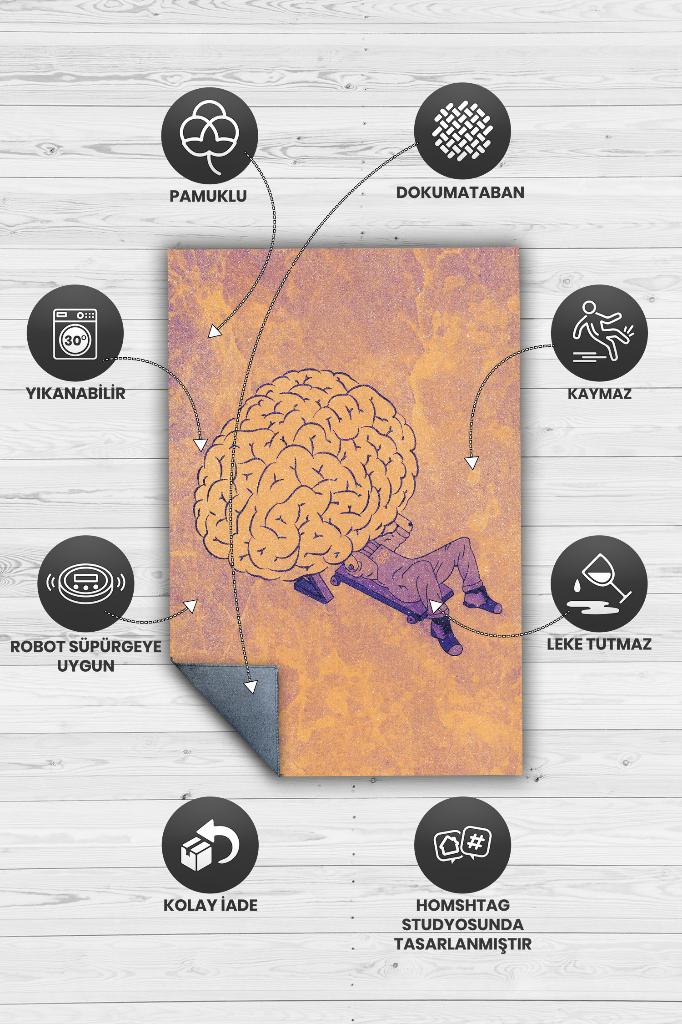 Homshtag Beynine Bakım Yap Pamuklu Dokuma Tabanlı Yıkanabilir Kaymaz Dekoratif Halı