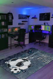 Homshtag Bir Maç Daha Çok Renkli Oyuncu Halısı Gri Gamer Temalı Halı Pes Sever Hediye Gölgeli Halı