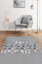 Homshtag Birlikte Daha İyi Geometrik Desenli Salon Halısı Açık Renkli Halı Beyaz Gri Renkli Halı