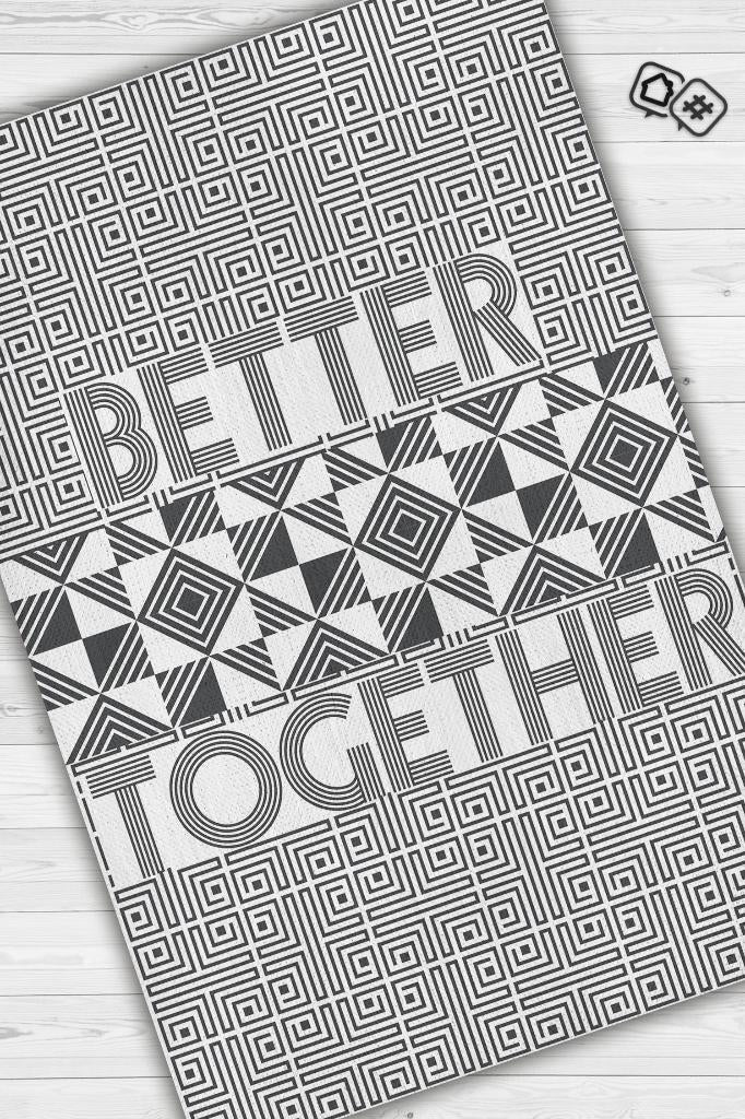 Homshtag Birlikte Daha İyi Geometrik Desenli Salon Halısı Açık Renkli Halı Beyaz Gri Renkli Halı