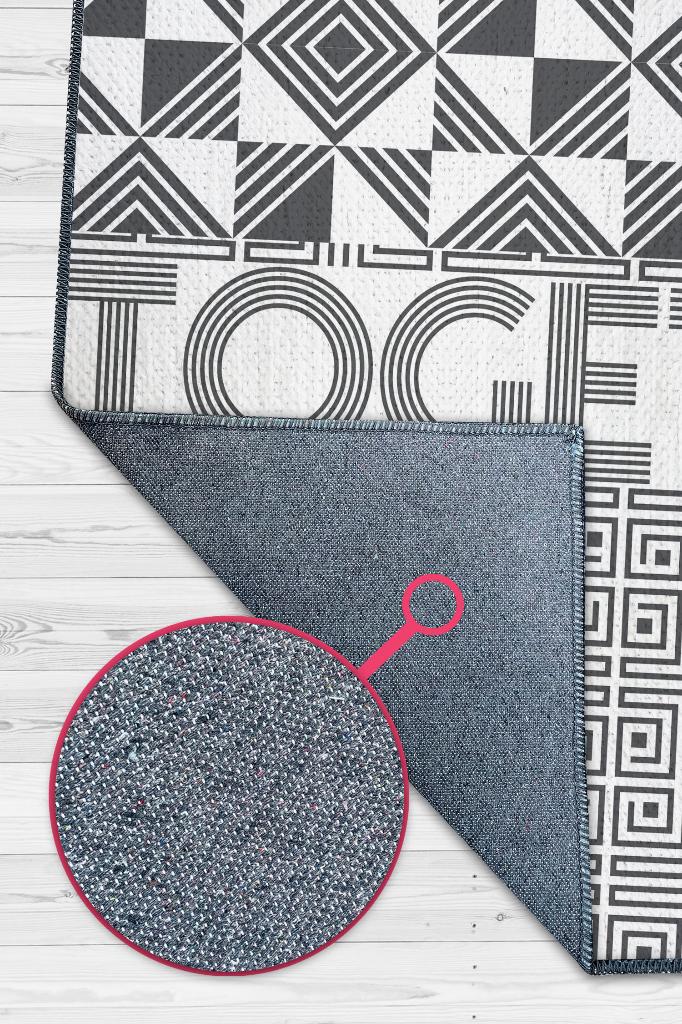 Homshtag Birlikte Daha İyi Geometrik Desenli Salon Halısı Açık Renkli Halı Beyaz Gri Renkli Halı