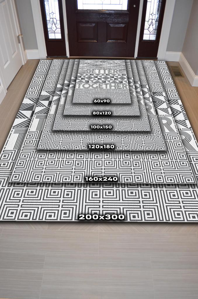 Homshtag Birlikte Daha İyi Geometrik Desenli Salon Halısı Açık Renkli Halı Beyaz Gri Renkli Halı