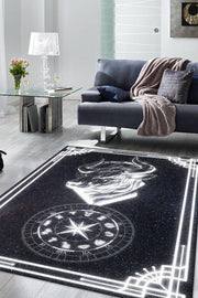 Homshtag Boğa Burcu Astroloji Temalı Halı Burç Halısı Boğa Burcuna Hediyelik Halı Siyah Renkli Halı