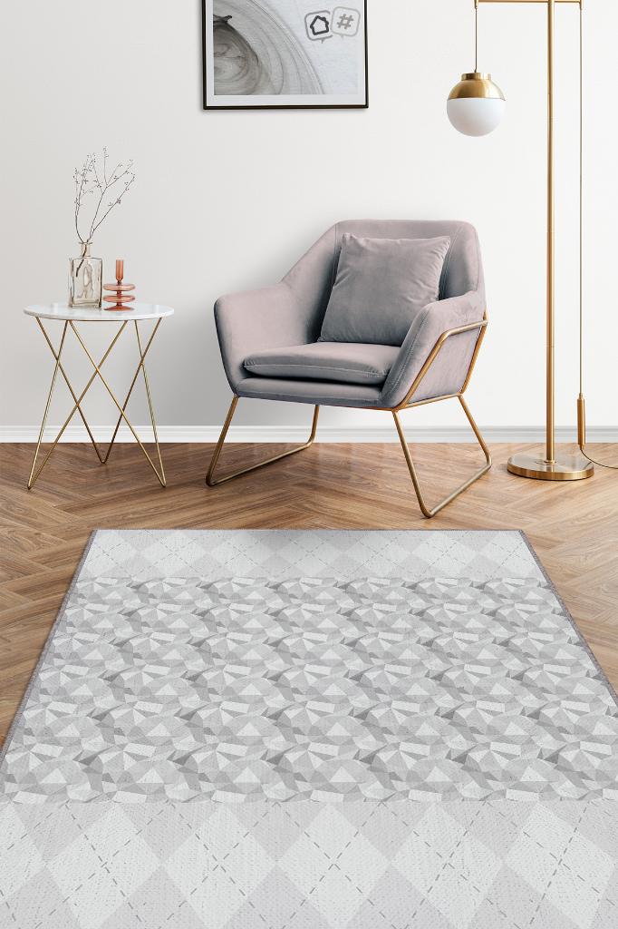 Homshtag Boşver Geometrik Desenli Salon Halısı Siyah Renkli Oturma Odası Halısı Dekoratif Halı