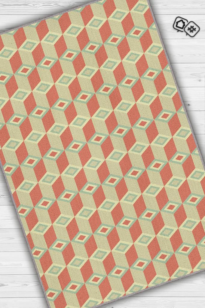 Homshtag Bugün Geometrik Desenli Salon Halısı Çok Renkli Oturma Odası Halısı Dekoratif Halı