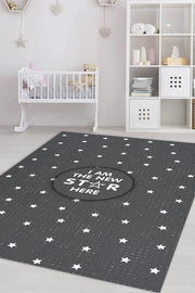 Homshtag Buranın Yeni Starı Gri Renkli Çocuk Odası Halısı Minimal Çocuk Halısı Bebek Temalı Halı