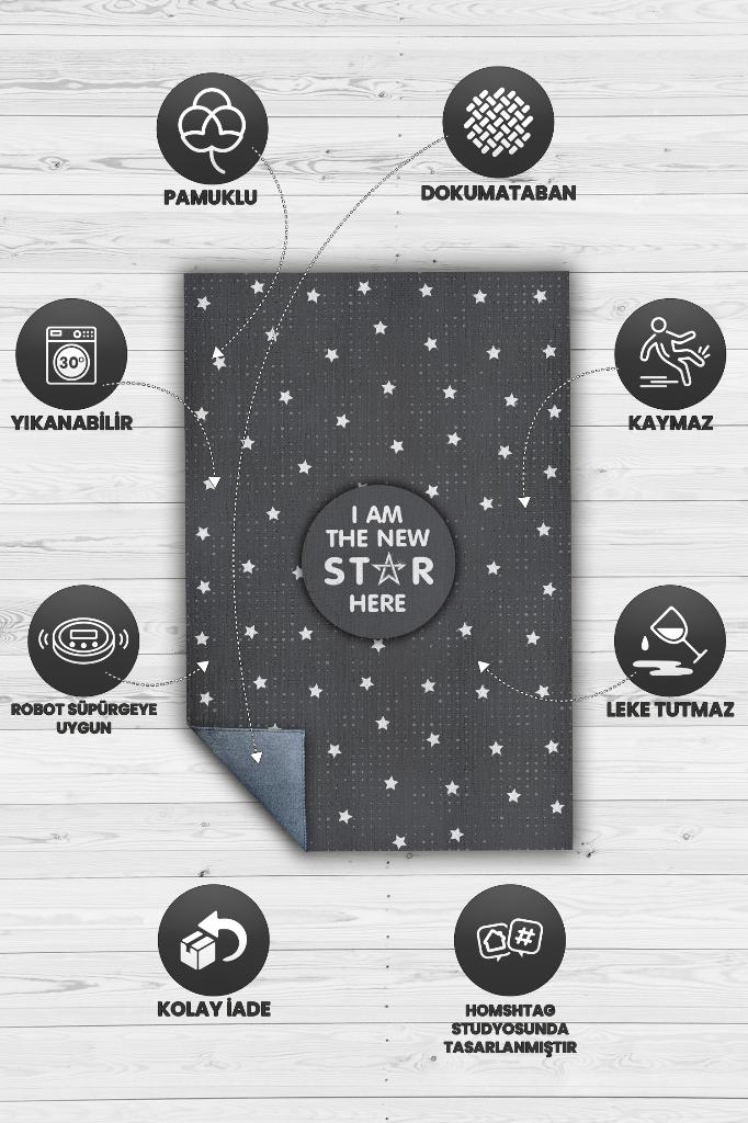 Homshtag Buranın Yeni Starı Gri Renkli Çocuk Odası Halısı Minimal Çocuk Halısı Bebek Temalı Halı