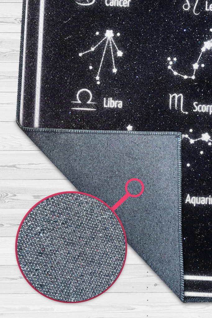 Homshtag Burçular ve Astroloji Temalı Halı Burç Halısı Burç Temalı Hediyelik Halı Siyah Renk Halı