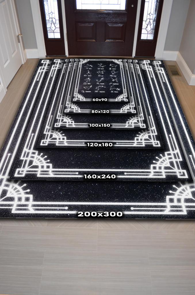 Homshtag Burçular ve Astroloji Temalı Halı Burç Halısı Burç Temalı Hediyelik Halı Siyah Renk Halı