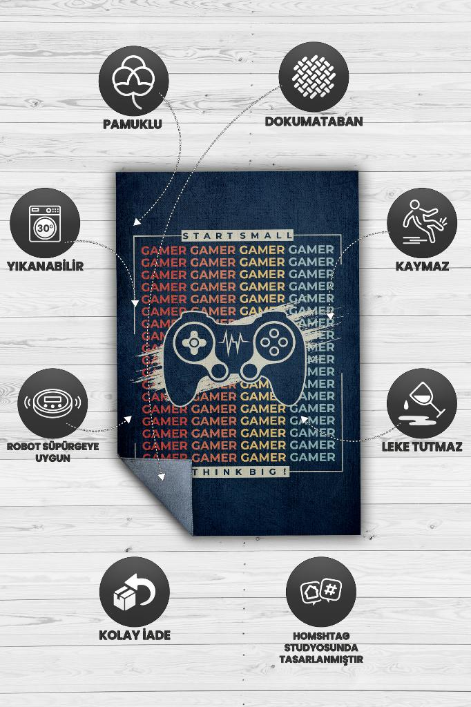 Homshtag Büyük Düşün Çok Renkli Oyuncu Halısı Gamerlara Özel Tasarım Halılar Hediyelik Oyuncu Halısı