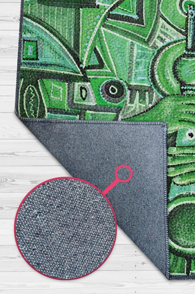 Homshtag Çalgıcı Minimal Salon Halısı Etnik Desenli Halı Yeşil Renkli Geometrik Oturma Odası Halısı