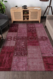 Homshtag Cesur Ol Kırmızı Renkli Halı Geometrik Oturma Odası Halısı Modern Kare Desenli Salon Halısı