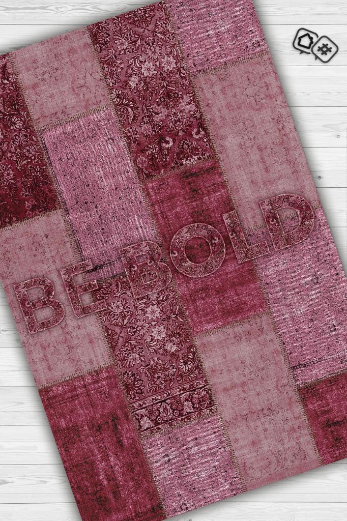 Homshtag Cesur Ol Kırmızı Renkli Halı Geometrik Oturma Odası Halısı Modern Kare Desenli Salon Halısı