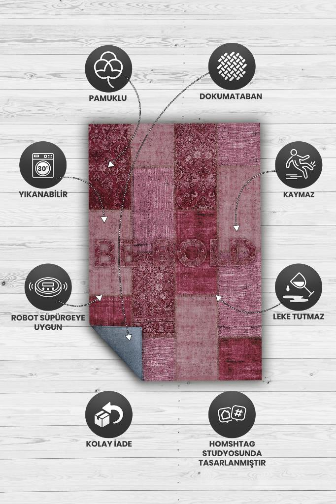 Homshtag Cesur Ol Kırmızı Renkli Halı Geometrik Oturma Odası Halısı Modern Kare Desenli Salon Halısı