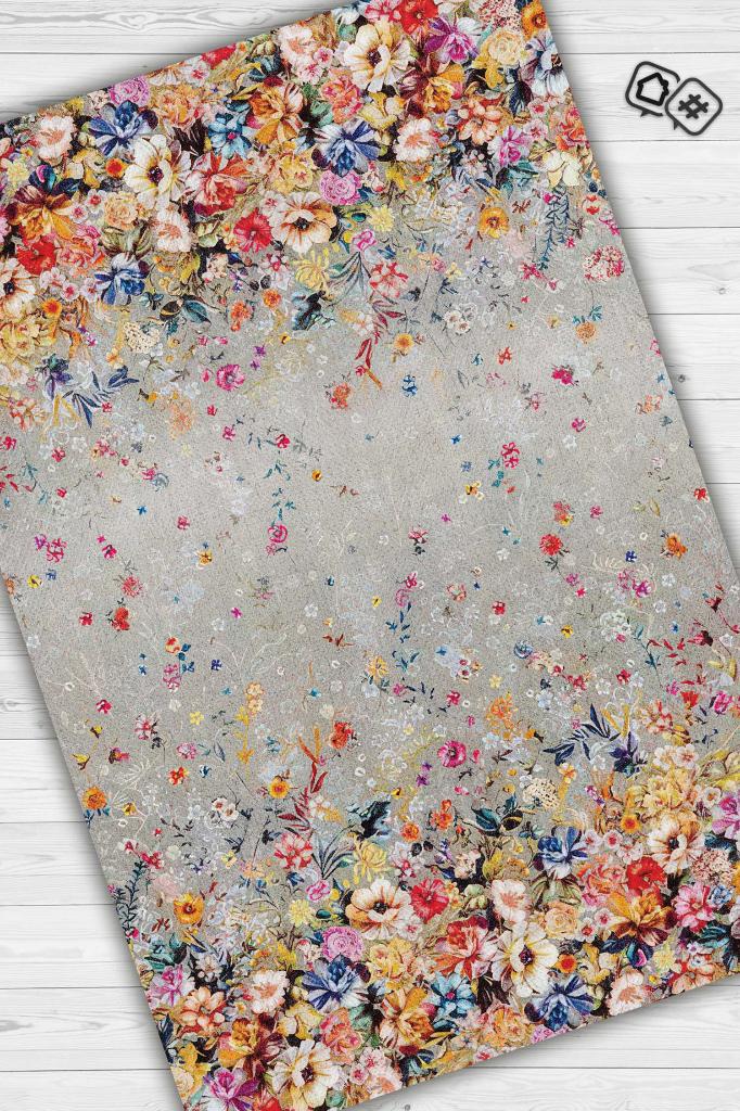 Homshtag Çiçek Yolu Bej Renk Halı Çiçekli Salon Halısı Modern Oturma Odası Halısı Şık Çiçekli Halı