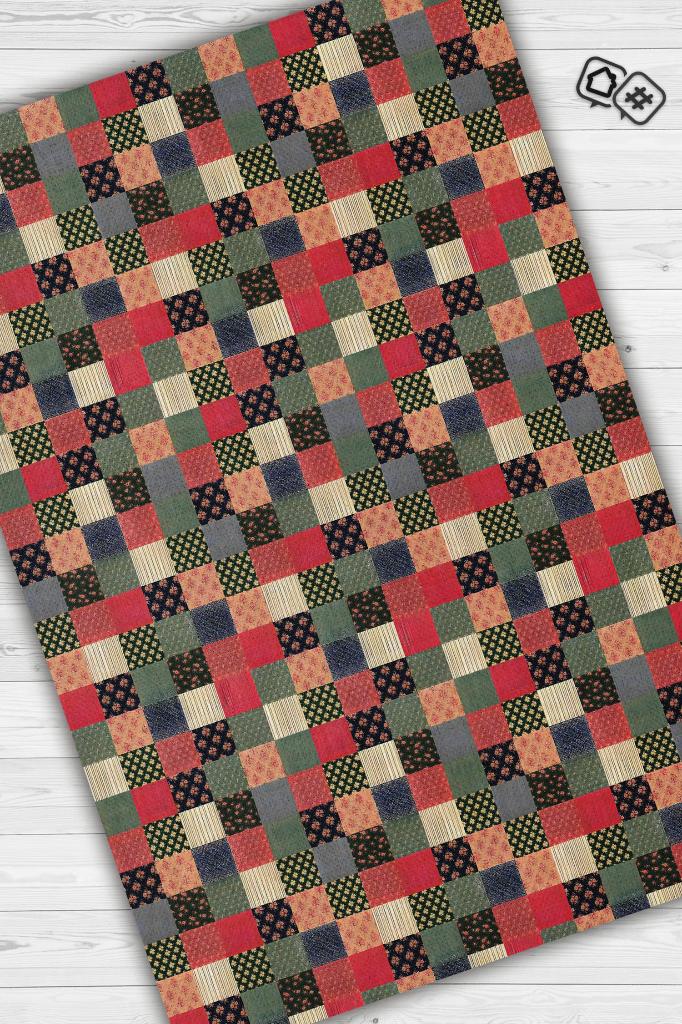 Homshtag Çiçekli Patchwork Halı Geometrik Halı Renkli Kareli Oturma Odası Halısı Çiçekli Salon Halı