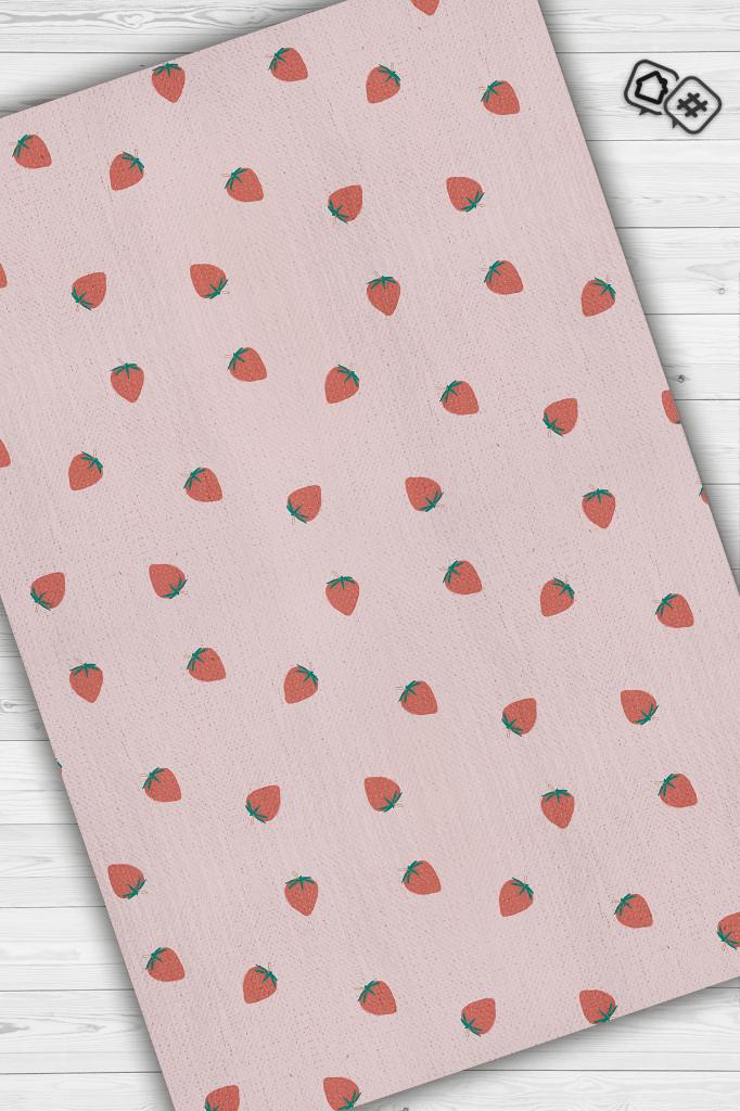 Homshtag Çilek Desenli Kırmızı Halı Minimal Salon Halısı Renkli Mutfak Halısı Tarz Oturma Odası Halı