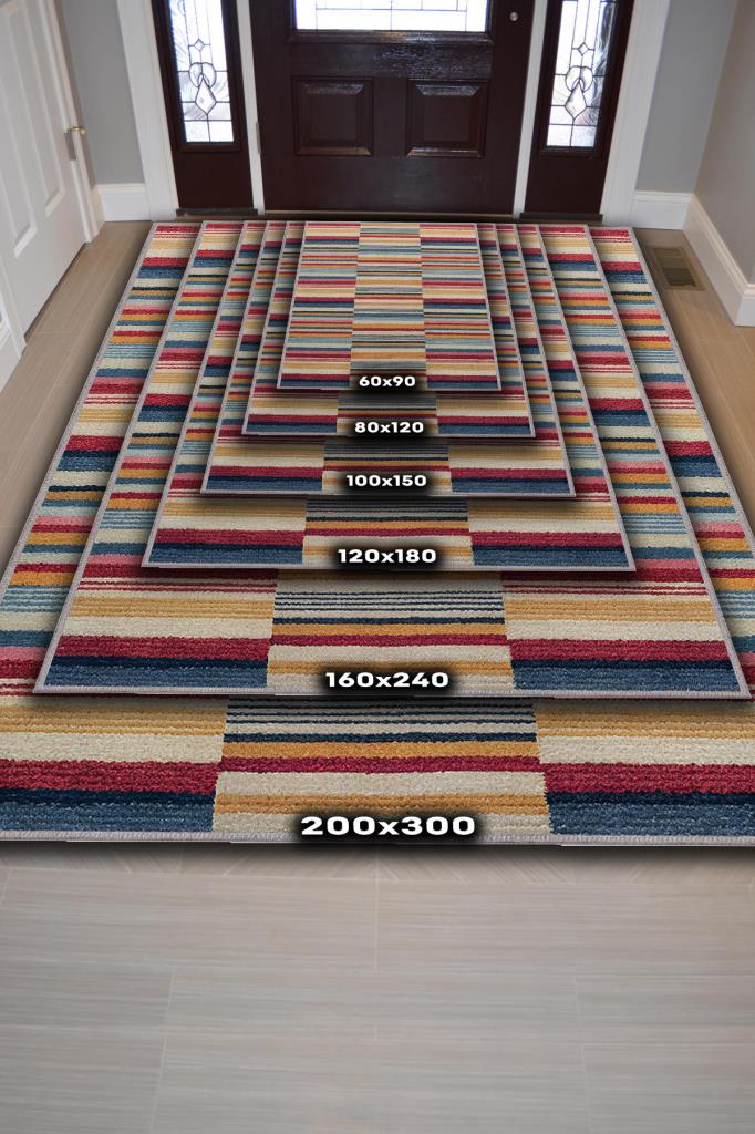 Homshtag Çizili Çok Renkli Halı Mutfak Halısı Çizgili Oturma Odası Halısı Retro Tarzı Salon Halısı