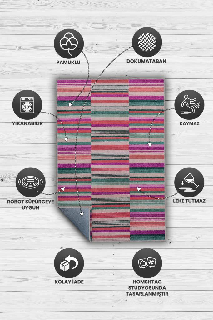 Homshtag Çizili Çok Renkli Halı Mutfak Halısı Çizgili Oturma Odası Halısı Retro Tarzı Salon Halısı