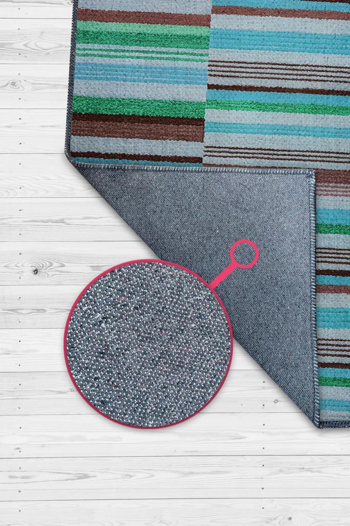 Homshtag Çizili Mavi Renkli Halı Mutfak Halısı Çizgili Oturma Odası Halısı Retro Tarzı Salon Halısı