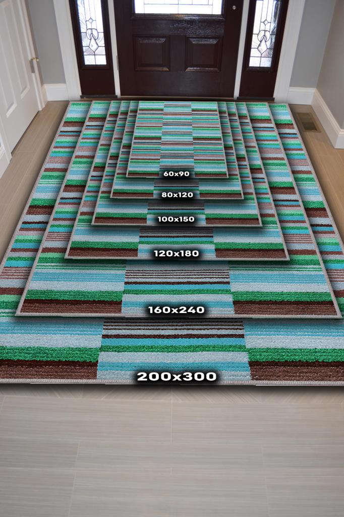 Homshtag Çizili Mavi Renkli Halı Mutfak Halısı Çizgili Oturma Odası Halısı Retro Tarzı Salon Halısı