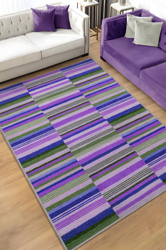 Homshtag Çizili Mor Renkli Halı Mutfak Halısı Çizgili Oturma Odası Halısı Retro Tarzı Salon Halısı