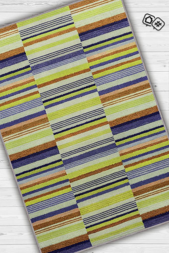 Homshtag Çizili Yeşil Renkli Halı Mutfak Halısı Çizgili Oturma Odası Halısı Retro Tarzı Salon Halısı