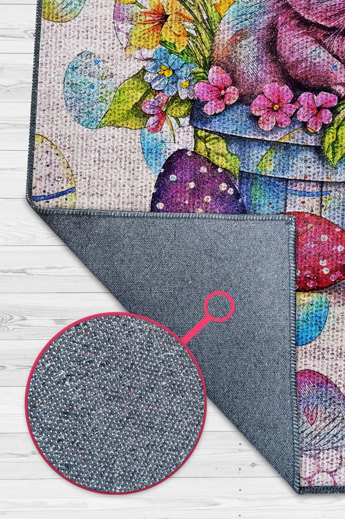 Homshtag Çocuk Odası Halısı Modern Çok Renkli Çocuk Halısı Yumurta Tavşan Figürlü Çocuk Halısı