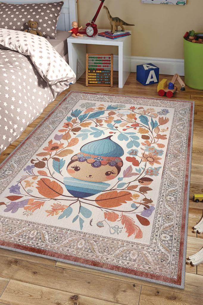 Homshtag Çok Renkli Halı Yumuşak Dokulu Çocuk Odası Halısı Çiçekli Minimal Halı Çocuk Temalı Halı