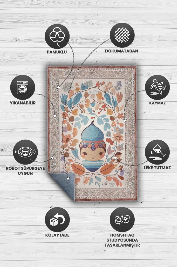 Homshtag Çok Renkli Halı Yumuşak Dokulu Çocuk Odası Halısı Çiçekli Minimal Halı Çocuk Temalı Halı