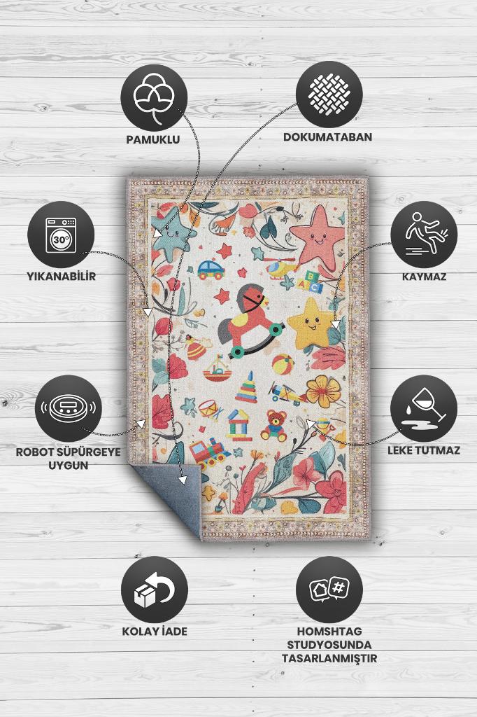 Homshtag Çok Renkli Halı Yumuşak Dokulu Çocuk Odası Halısı Rustik Çocuk Halısı Çocuk Temalı Halı