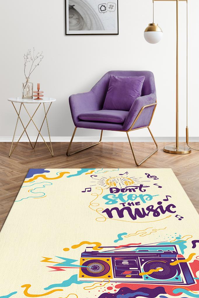 Homshtag Çok Renkli Müzik Halısı Canlı Renkli Dekoratif Parti Halısı Müzikle İlgili Müzisyene Hediye