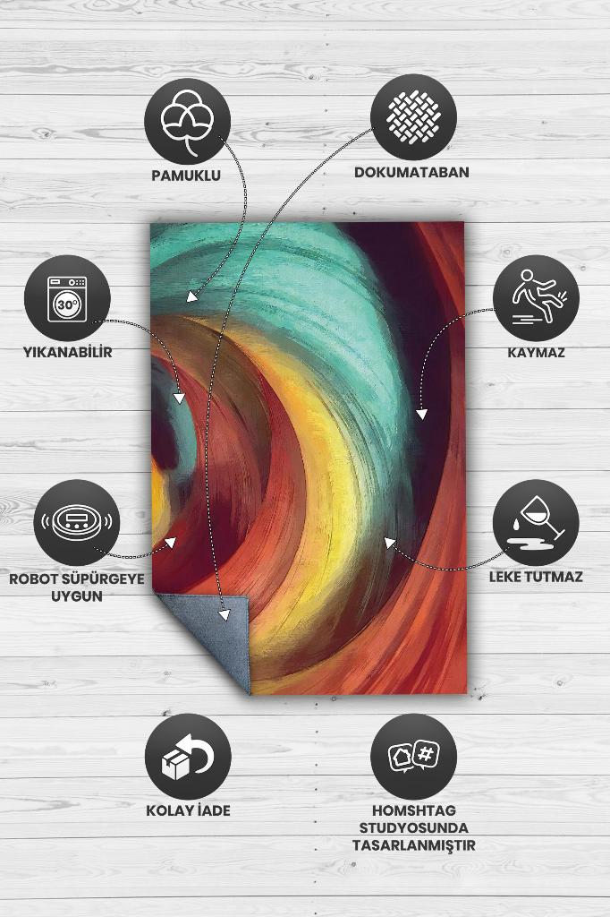 Homshtag Çömlek Çok Renkli Mutfak Halısı Soyut Salon Halısı Geometrik Desenli Halı
