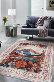 Homshtag Dağ Temalı Salon Halısı Geometrik Desenli Çok Renkli Halı Etnik Desenli Oturma Odası Halısı