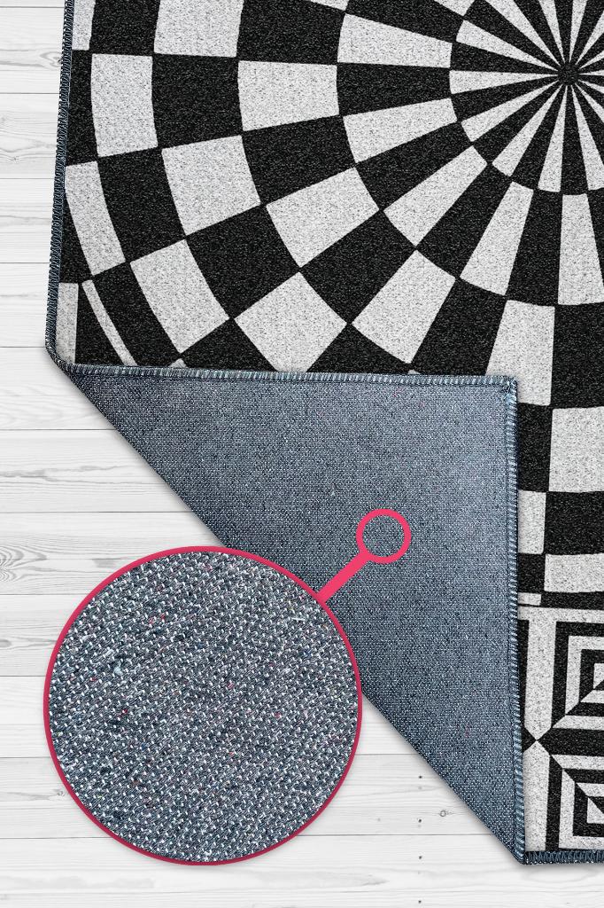 Homshtag Damalı İllüzyon Geometrik Desenli Halı Siyah Beyaz Oturma Odası Halısı Modern Salon Halısı