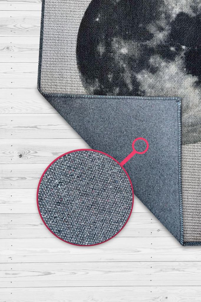 Homshtag Dolunay Gri Renkli Halı Dokulu Salon Halısı Minimal Genç Odası Halısı Gökyüzü Temalı Halı