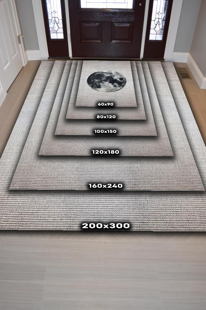 Homshtag Dolunay Gri Renkli Halı Dokulu Salon Halısı Minimal Genç Odası Halısı Gökyüzü Temalı Halı