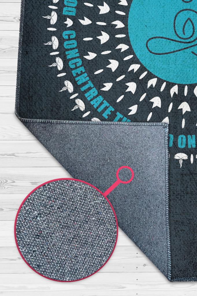 Homshtag Dün Bugün Yarın Koyu Renkli Halı ÖZel Tasarım Yıkanabilir Meditasyon Halısı Hediyelik Halı